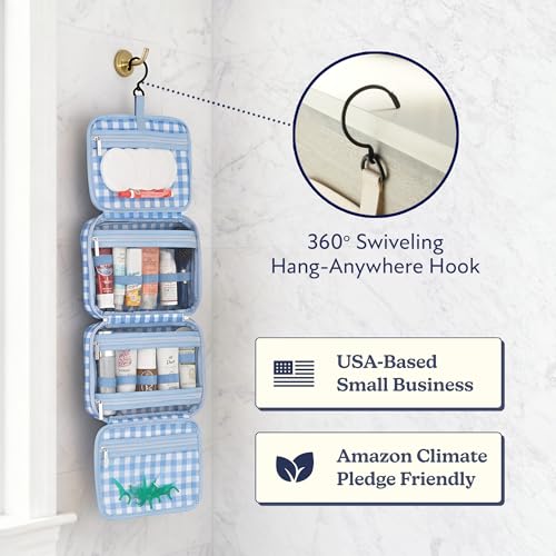 VANDEL Waterproof Hanging Toiletry Bag [TSA-Approved] Cosmet Travel Bag - color: Blue Gingham