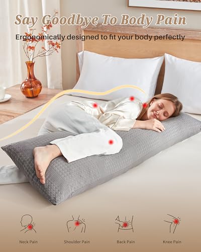 YZ HOME Waffle Weave Body Pillow for Adults, Memory Foam Insert - color: Grey