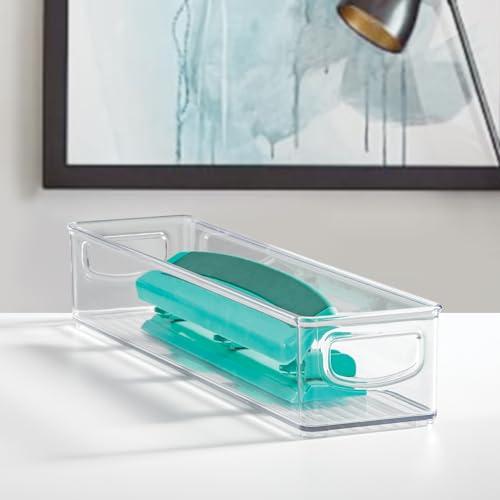 iDesign Slim Clear Plastic Storage Bin, Extra Long Narrow Stackable Organizer for Kitchen and Pantry, 2-Pack - style: Pack of 2