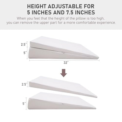 SUNYRISY Adjustable Wide Size Bed Wedge Pillow Wedge Mattress Topper - size: Queen 60*32*7.5in