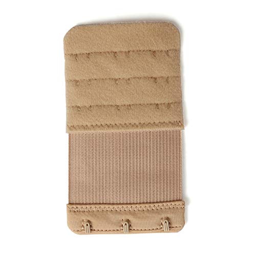 Bra Extender 3 Hook Elastic Stretchy Bra Band Extension 3pcs-Pack - color: Beige, 3 Hook, 0.75inch(1.9cm)