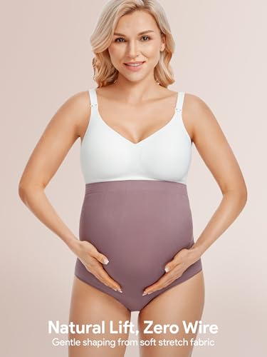 Maternity Underwear Over Bump, Pregnancy Panties Belly Support, Multi Pack - color: Black/Blue/Mauve, size: Medium