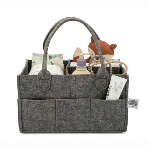 Parker Baby Co. Felt Diaper Caddy Organizer - Regular, Charcoal - color: Charcoal (Heathered Charcoal), size: Regular
