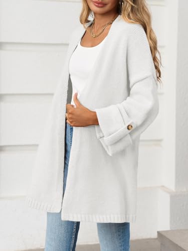 Saodimallsu Womens Oversized Long Cardigan Sweaters Casual Fall Trendy Coat - color: White, size: XX-Large