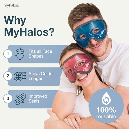 MyHalos Cooling Gel Eye Mask, Cold Ice Pack for Puffy Eyes & Dark Circles - color: Blue - 1 Pack