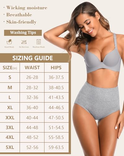CULAYII Tummy Control Underwear Womens High Waisted Cotton Panties Breathable Full Coverage Postpartum Ladies Briefs - color: Beige -5 Pack, size: Small