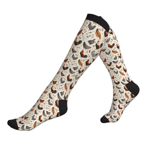 Compression Socks Women and Men 15-20mmHg-Circulation Support Socks for Athletic Running Cycling - color: Chicken
