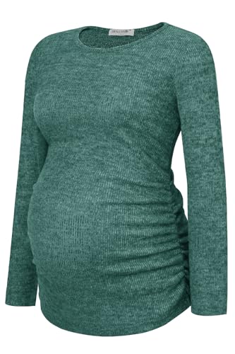 Smallshow Women's Maternity Sweater Shirt Long Sleeve - color: Grey Green, size: Medium