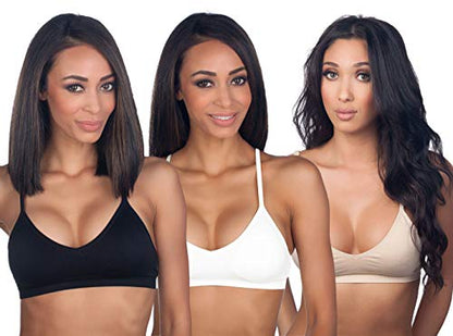Anemone Basic V-Neck Seamless Bralette - color: Black, White, Nude