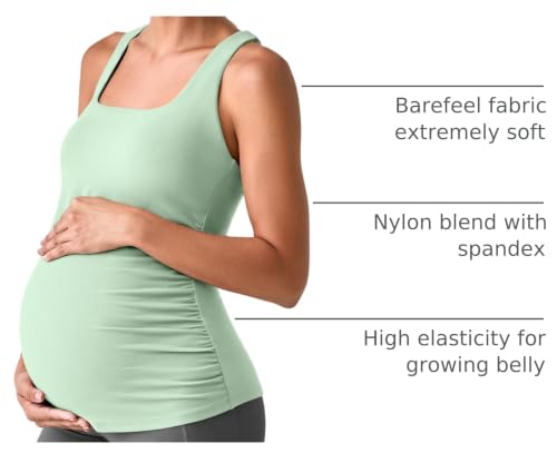 G4Free BareFeel Maternity Tank Tops with Removable Pads Pregnancy Clothes - color: Bean Green, size: Medium