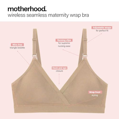 Motherhood Maternity Womens Seamless Wrap Triangle Nursing Bra - color: Essential Nude, size: Small