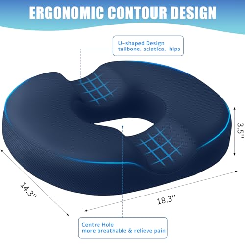 BlissTrends Donut Pillow Seat Cushion, Memory Foam Lifting Cushions - color: Blue, size: X-Large