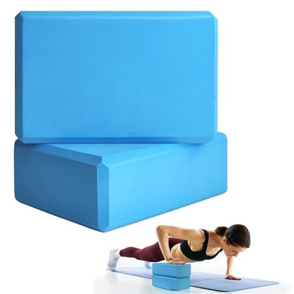 Septo 2 Pcs Yoga Blocks, 9x6x3 Inch Foam Blocks for Pilates - color: Blue