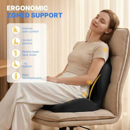 Ergonomic Seat Cushion with L-Shaped Design for Office Chair (Black) - color: Black