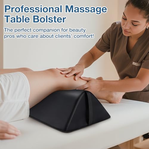 Knee Wedge Pillow for Legs, Under Knee Elevated Pillow for Sleeping on Back - color: Triangle - Black