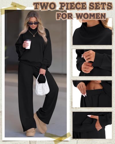 Neer Women's 2 Piece Set Sweatsuits Lounge Outfits Set - color: Black, size: X-Small