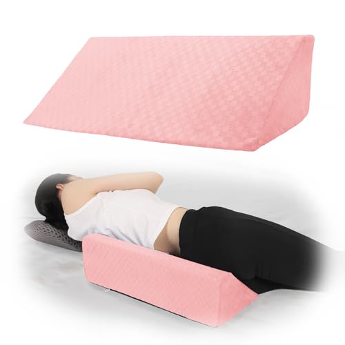 Bed Wedge Pillow for Side Sleeping Foam Filled Body Positioning - color: Light Pink