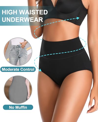 OUENZ Womens Underwear Cotton High Waisted Panties Full Coverage Postpartum Briefs Soft Stretch Ladies Underpants Multi Pack - color: Multicolor B, size: Medium
