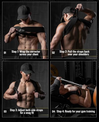 Boiten Back Posture Corrector for Women & Men Back Straightener Strap, Black, XL