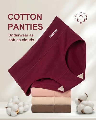 Women's Cotton Underwear 4 Pack, High Waisted Ladies Panties - size: Large