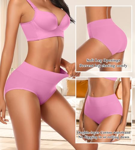 Womens Mid High Waisted Cotton Underwear Breathable Briefs Panties 5 Pack - color: Multicolor-5 Pack-01-b, size: Medium