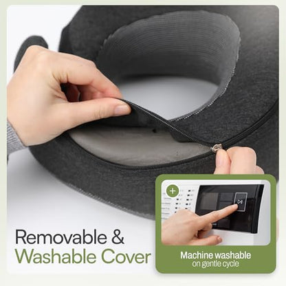 Travel Neck Pillow for Airplanes, Bamboo Charcoal Memory Foam - color: Deep Gray