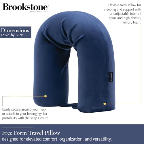 Brookstone Free Form Travel Pillow Lightweight Flexible Memory Foam Pillow - color: Blue