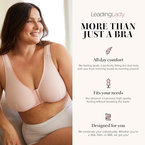 LEADING LADY, Vivien, Wireless Nursing Bra, Cushioned Straps, Unlined Fold-Down Cups, One Hand Nursing Clasps, 36B-42DD - color: Black, size: 40DD
