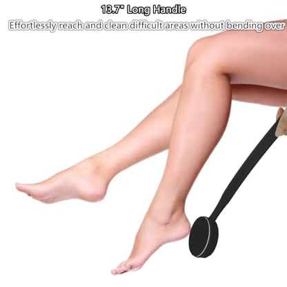 Double Sided Pumice Stone for Feet with Long Handle 13.7", Hard Skin Callus Remover, Foot Scrubber and Exfoliator Pedicure Tool with Sand Paper for Softer & Smoother Feet, Clear Black - color: Clear Black