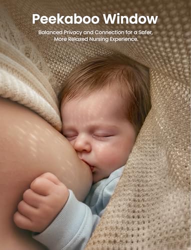 PATPAT Mesh Nursing Cover, Breathable Solid Knit Poncho, Beige - color: Beige