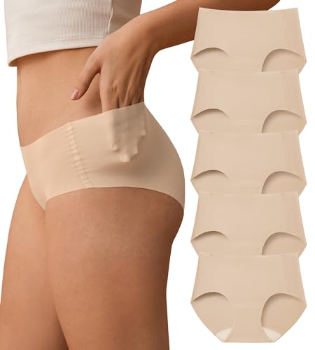 SHARICCA Womens Seamless Underwear Nuage No Show Hipster Panties 5 Pack - color: All Nude, size: Large