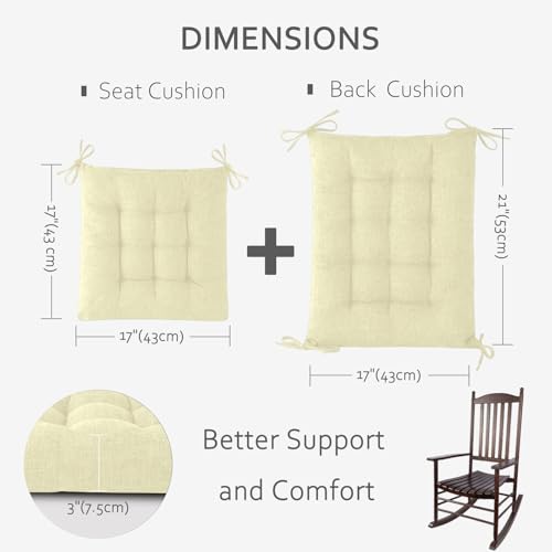 ELFJOY Rocking Chair Cushions High Back and Seat Cushion Linen White - color: Linen White