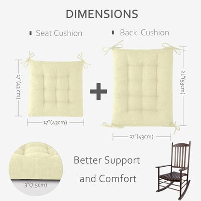 ELFJOY Rocking Chair Cushions High Back and Seat Cushion Linen White - color: Linen White
