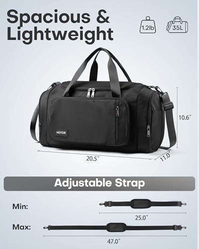 HOTOR Gym Bag, Duffle Bag with Shoe Compartment, Black 20.5x11x10.6 Inch - color: Black, size: 20.5" x 11.0" x 10.6"