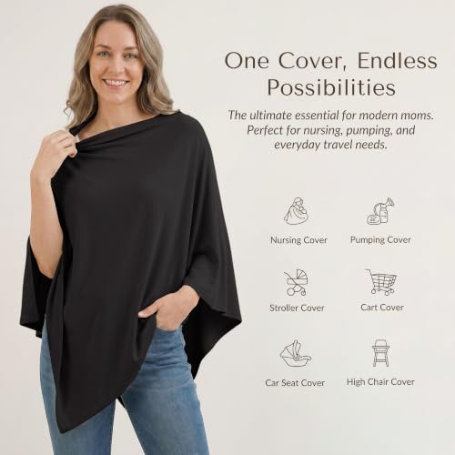 Konssy Rayon Made from Bamboo Nursing Cover for Breastfeeding - color: Black
