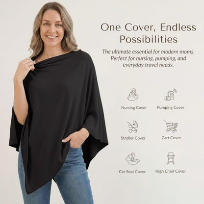 Konssy Rayon Made from Bamboo Nursing Cover for Breastfeeding - color: Black