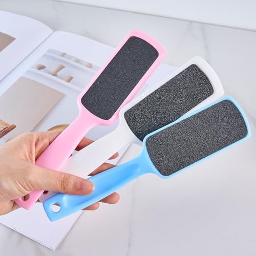 Foot File Set, 3 Pack, Coarse Callus Remover with Handle, Blue Pink White
