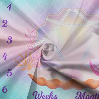 Seashell Baby Monthly Milestone Blanket Cute Mermaid