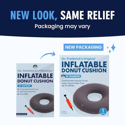 Dr. Frederick's Original Inflatable Donut Pillow, 18 in, Gray - size: 18 Inches - Gray