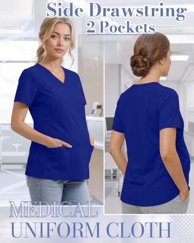 Neer Women's Maternity Scrub Top - color: Sapphire Blue, size: Small