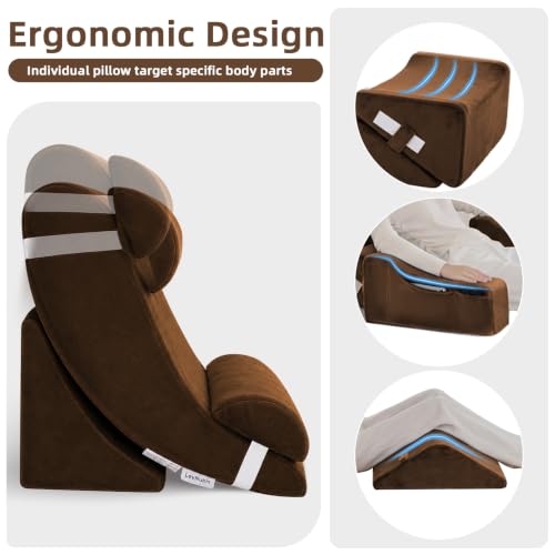 Wedge Pillow Set for After Surgery,Dark Brown,9PCS-23.2" - color: Dark Brown, size: 9PCS-23.2''
