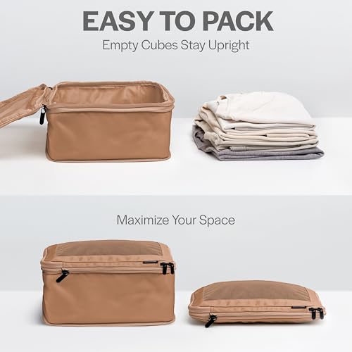 Aerotrunk Compression Packing Cubes for Travel, 4-Pack, Mocha - color: Mocha, size: 4-Pack