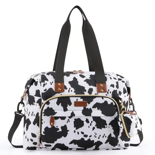 Tuwubi Diaper Bag Tote,Baby Diaper Bag with Pacifier Case - color: Cow Print, size: Medium
