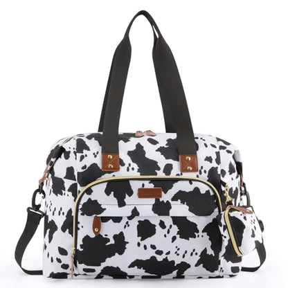 Tuwubi Diaper Bag Tote,Baby Diaper Bag with Pacifier Case - color: Cow Print, size: Medium