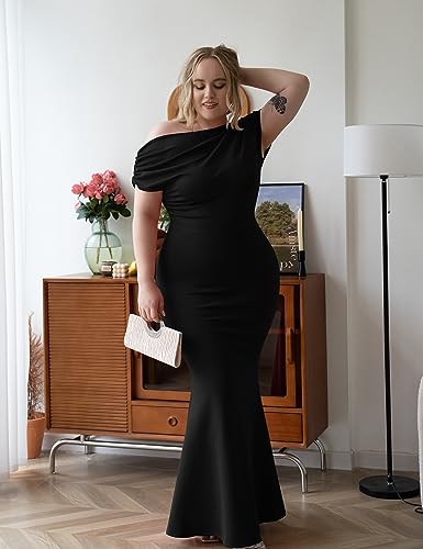 YMDUCH Women's Sleeveless Off Shoulder Long Formal Party Dress - color: Black, size: Medium