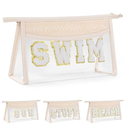Etercycle Clear Makeup Bag SWIM Pouch, Small Boho Straw Travel Beach Bag - style: Swim