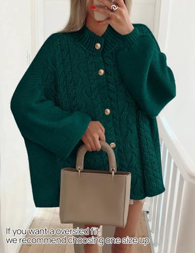 ZESICA Women's Oversized Chunky Knit Cardigan Sweaters Fall Fashion - color: Darkgreen, size: Medium