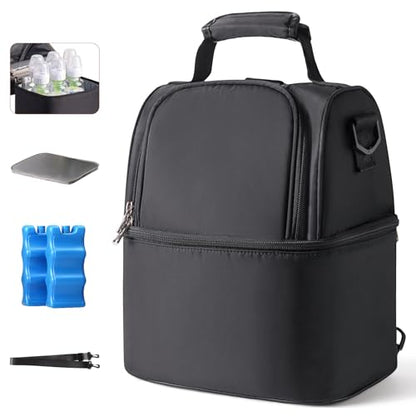 NCVI Breast Pump Backpack, Double Layer Removable, for Spectra/Medela - color: Black