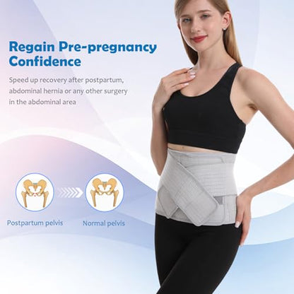 Paskyee Postpartum Belly Band, C-Section & Post Surgery Support - color: Grey, size: L/XL