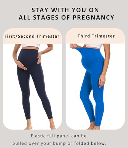 wirarpa Women's Maternity Leggings Over The Belly Buttery Yoga Pants 25" - color: Bright Blue, size: Medium